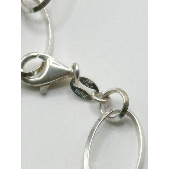 Milor Pearl Station Necklace Sterling Silver Cable Chain 31 grams Italy 36" - Picture 5 of 5